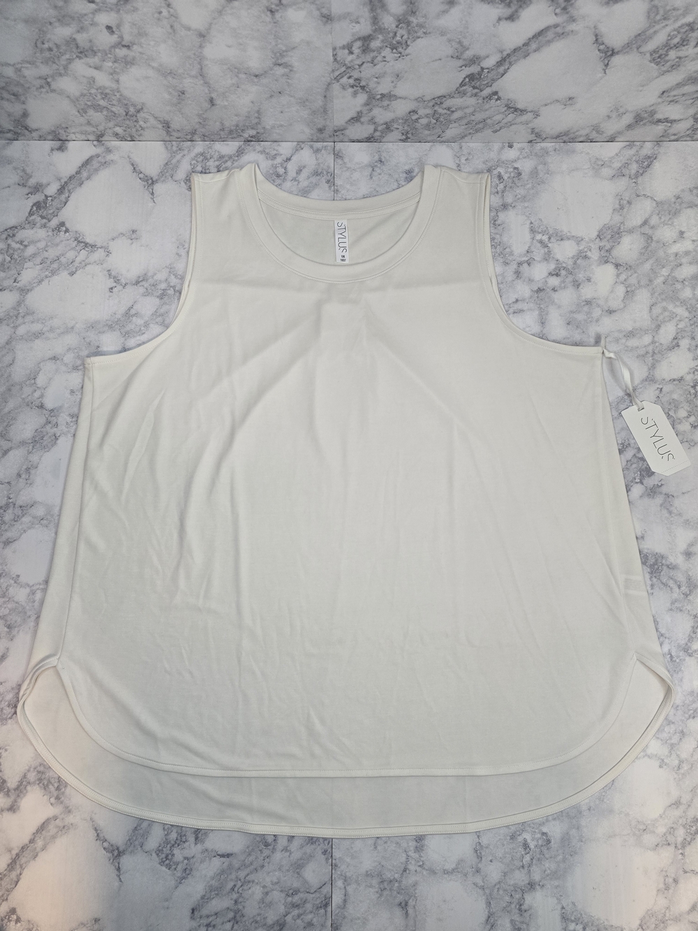 STYLUS Scoop Neck Sleeveless Tank Gardenia White 1X